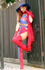 PHOEBE PRICE Dressed as Super Women Out in Los Angeles 11/29/2023
