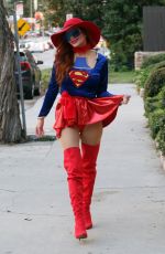 PHOEBE PRICE Dressed as Super Women Out in Los Angeles 11/29/2023