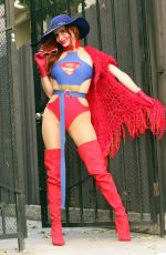 PHOEBE PRICE Dressed as Super Women Out in Los Angeles 11/29/2023