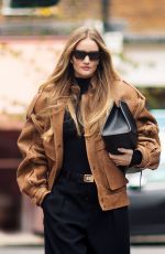 ROSIE HUNTINGTON-WHITELEY in a Saint Laurent and Phoebe Philo Outfit Out in London 11/21/2023