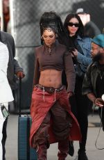 TEYANA TAYLOR Arrives at Jimmy Kimmel Live! in Hollywood 11/29/2023