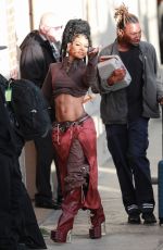 TEYANA TAYLOR Arrives at Jimmy Kimmel Live! in Hollywood 11/29/2023