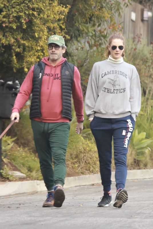 ANNA OSCEOLA and Jon Hamm Out with Their Dog in Los Angeles 12/26/2023