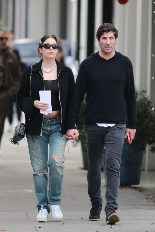ASHLEY BENSON and Brandon Davis on a Lunch Date at The Grill in Beverly Hills 12/27/2023