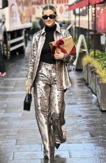 ASHLEY ROBERTSB Leaves Heart Breakfast Show at Global Studios in London 12/12/2023