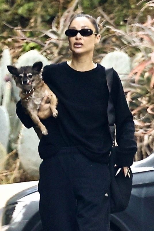 CARA SANTANA Arrives at a Friend’s House with Her Dog in Hollywood Hills 12/03/2023