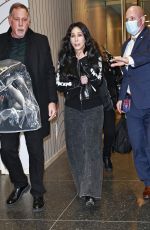 CHER Leaves NBC Studios at 30 Rockefeller Plaza in New York 12/06/2023