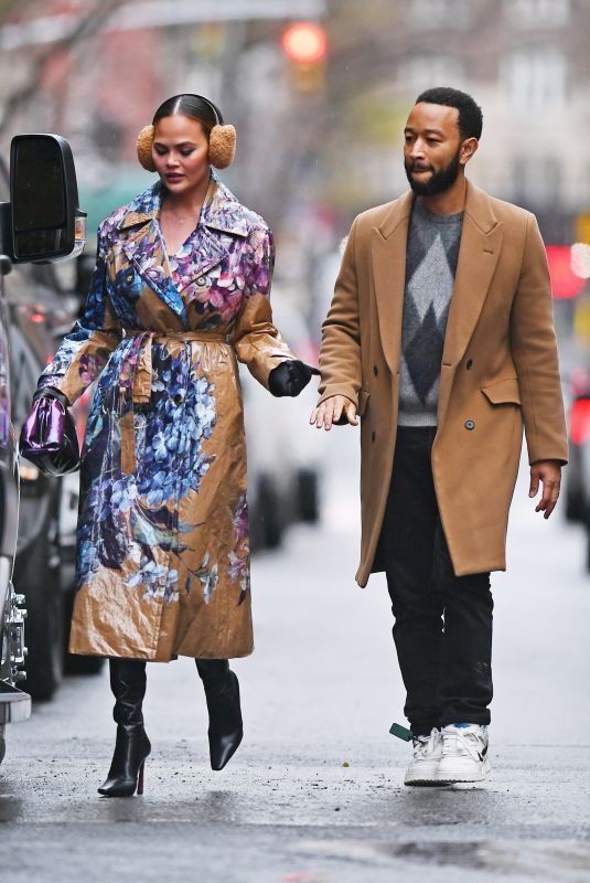 CHRISSY TEIGEN and John Legend Arrives at Rockefeller Center in New York 12/27/2023