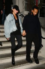CHRISSY TEIGEN and John Legend on a Dinner Date at Bondst Japanese Testaurant in New York 12/29/2023