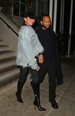 CHRISSY TEIGEN and John Legend on a Dinner Date at Bondst Japanese Testaurant in New York 12/29/2023