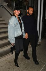 CHRISSY TEIGEN and John Legend on a Dinner Date at Bondst Japanese Testaurant in New York 12/29/2023