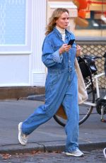 DIANE KRUGER in Denim Jumpsuit Out in New York 11/16/2023