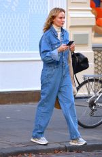 DIANE KRUGER in Denim Jumpsuit Out in New York 11/16/2023