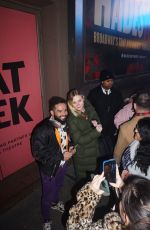 ELLE FANNING Signing Autographs Outside Hayes Theatre at Broadway in Manhattan 12/26/2023