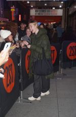 ELLE FANNING Signing Autographs Outside Hayes Theatre at Broadway in Manhattan 12/26/2023