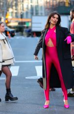 EMILY RATAJKOWSKI Filming a Maybelline Commercial in Manhattan 12/14/2023