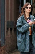 EMILY RATAJKOWSKI in a Custom T-shirt Out Getting Coffee in New York 12/18/2023
