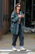 EMILY RATAJKOWSKI in a Custom T-shirt Out Getting Coffee in New York 12/18/2023