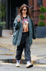 EMILY RATAJKOWSKI in a Custom T-shirt Out Getting Coffee in New York 12/18/2023