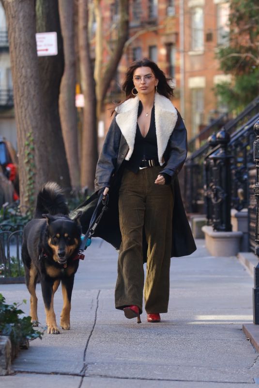 EMILY RATAJKOWSKI Out Walking Her Dog in New York 12/21/2023
