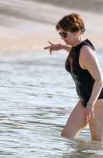 EMMA FORBES in a Black Swimsuit at Sandy Lane Hotel