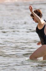 EMMA FORBES in a Black Swimsuit at Sandy Lane Hotel
