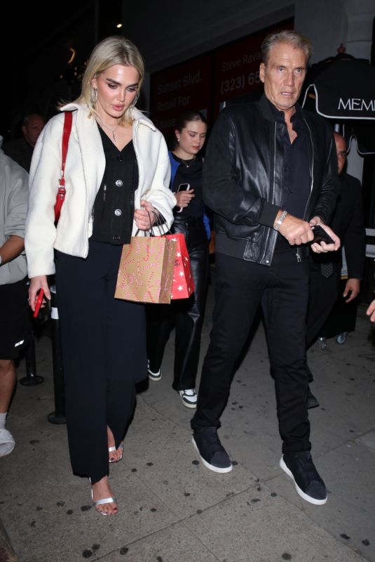 EMMA KROKDAL and Dolph Lundgren Leaves Dinner at Members in West Hollywood 12/17/2023