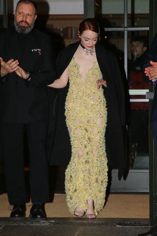 EMMA STONE Leaves Crosby Street Hotel in New York 12/06/2023