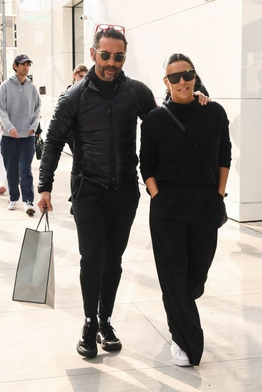 EVA LONGORIA and Jose Baston Shopping at Giorgio Armani in Beverly Hills 12/23/2023