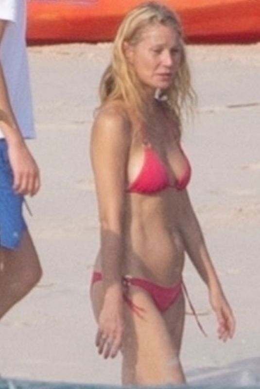 GWYENTH PALTROW in a Red Bikini at a Beach in Mexico 12/20/2023