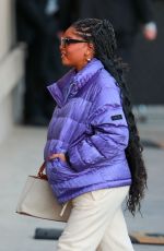 HALLE BAILEY Arrives at Jimmy Kimmel Live in Los Angeles 12/07/2023