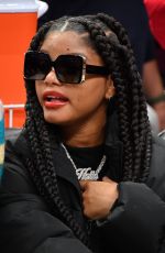 HALLE BAILEY at Los Angeles Clippers vs Golden State Warriors Game in Los Angeles 12/14/2023
