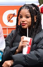 HALLE BAILEY at Los Angeles Clippers vs Golden State Warriors Game in Los Angeles 12/14/2023