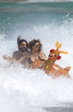 HEIDI KLUM and Tom Kaulitzat a Beach in St. Barts 12/21/2023