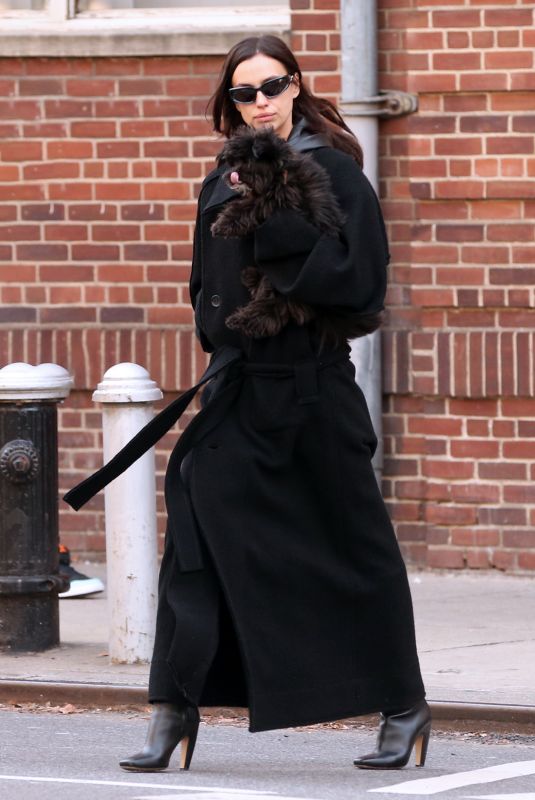 IRINA SHAYK Out with Her Dog in New York 12/05/2023