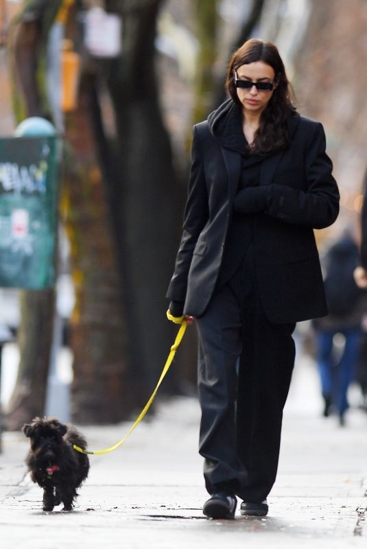 IRINA SHAYK Out with Her Dog in New York 12/18/2023