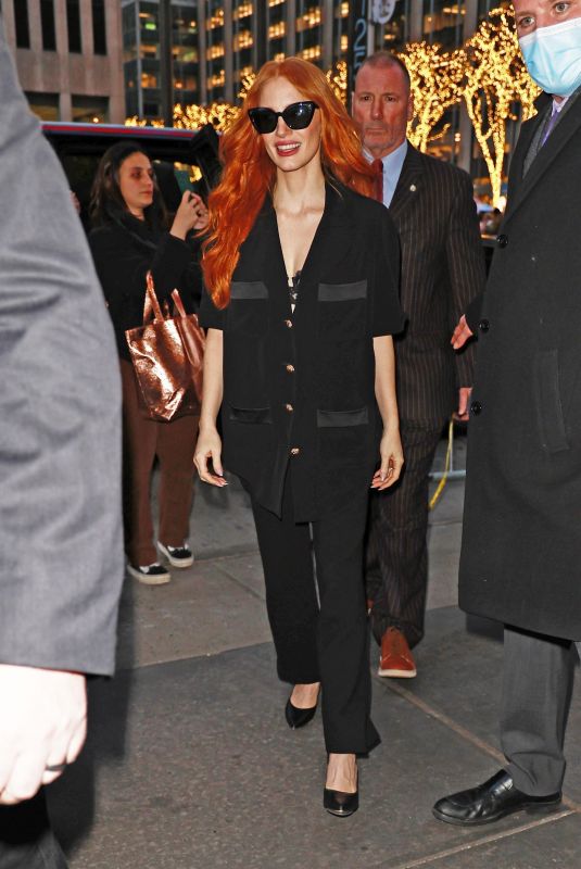 JESSICA CHASTAIN Arrives at NBC Studios in New York 12/15/2023