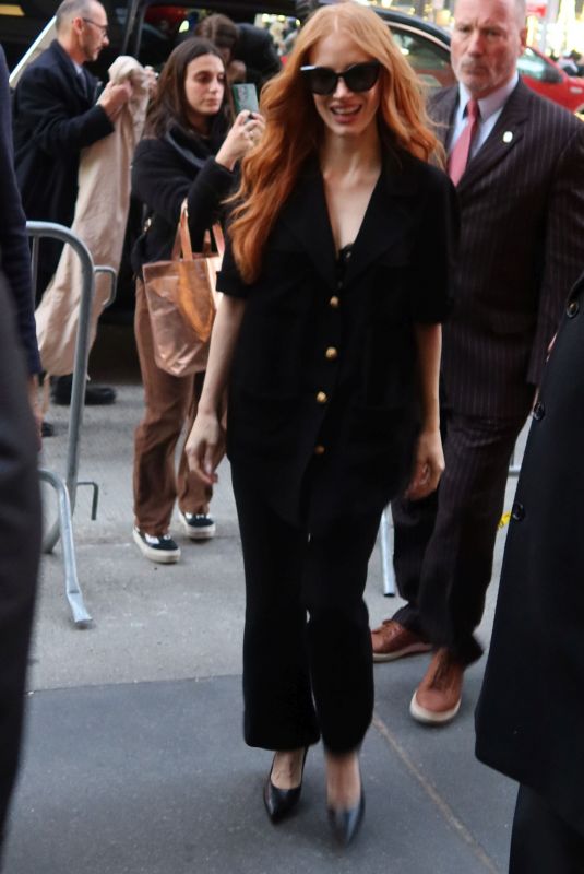 JESSICA CHASTAIN Arrives at Tonight Show Starring Jimmy Fallon in New York 12/15/2023