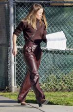 KRISTEN BELL in a Leather Pants Out in Los Angeles 12/16/2023