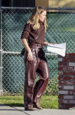 KRISTEN BELL in a Leather Pants Out in Los Angeles 12/16/2023