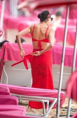 LAUREN SILVERMAN in a Red Bikini on Christmas Day in Barbados 12/25/2023