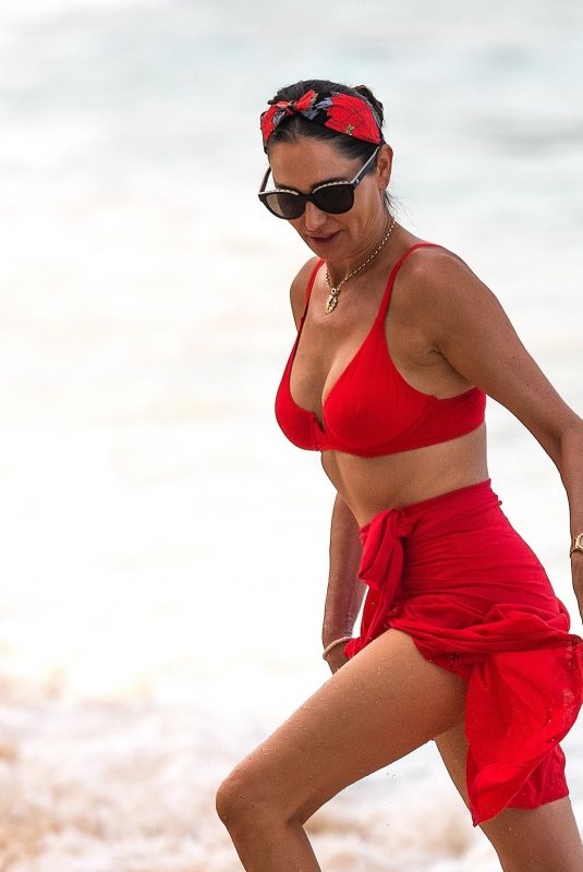 LAUREN SILVERMAN in a Red Bikini on Christmas Day in Barbados 12/25/2023