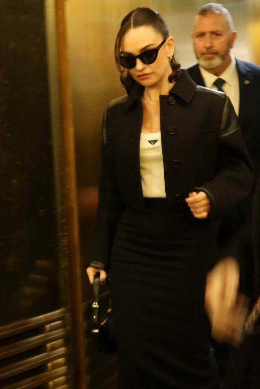 LILY JAMES Arrives at NBC Studios in New York 12/18/2023