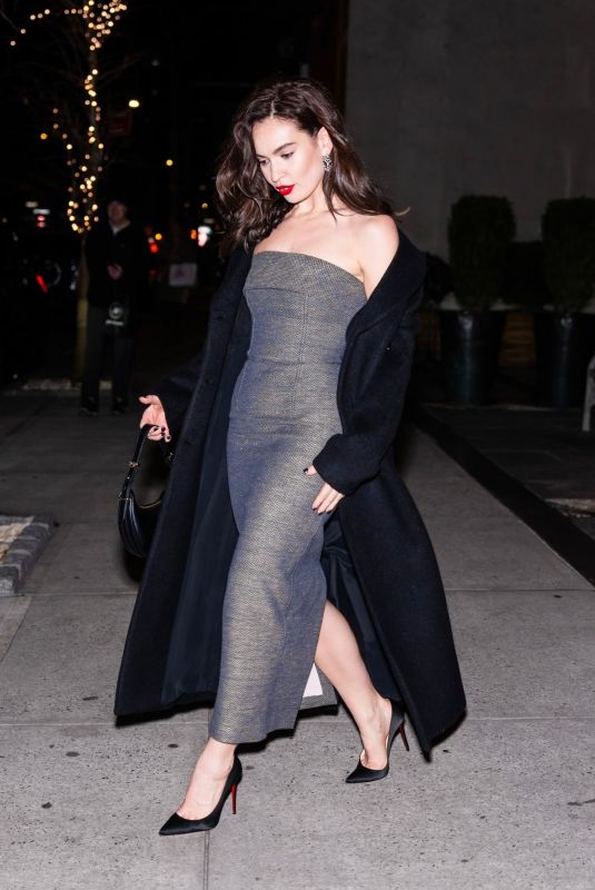 LILY JAMES Night Out in New York 12/18/2023