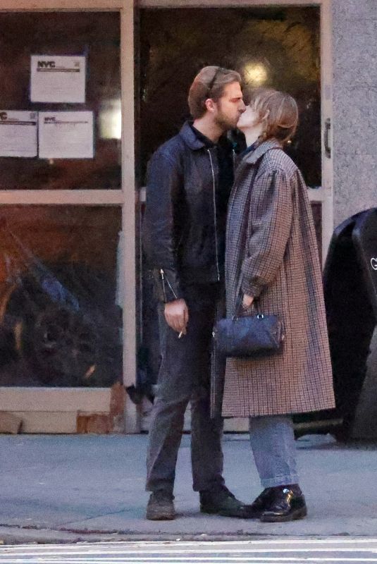 MAYA HAWKE and Christian Lee Hutson Out Kissing in New York 12/02/2023