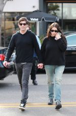 Pregnant ASHLEY BENSON and Brandon Davis Out for Lunch at Il Pastaio in Beverly Hills 12/11/2023