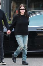 Pregnant ASHLEY BENSON and Brandon Davis Out for Lunch at Il Pastaio in Beverly Hills 12/11/2023