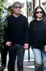 Pregnant ASHLEY BENSON and Brandon Davis Out for Lunch at Il Pastaio in Beverly Hills 12/11/2023