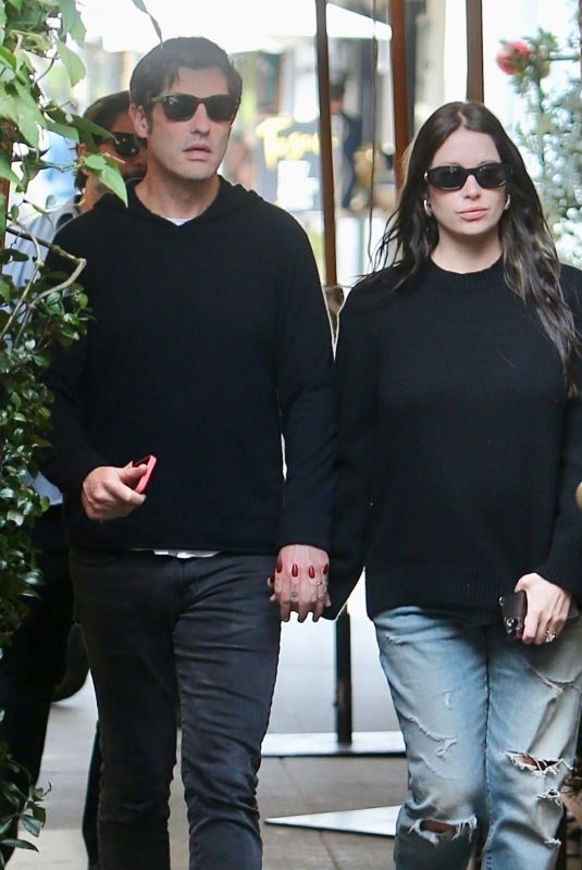 Pregnant ASHLEY BENSON and Brandon Davis Out for Lunch at Il Pastaio in Beverly Hills 12/11/2023