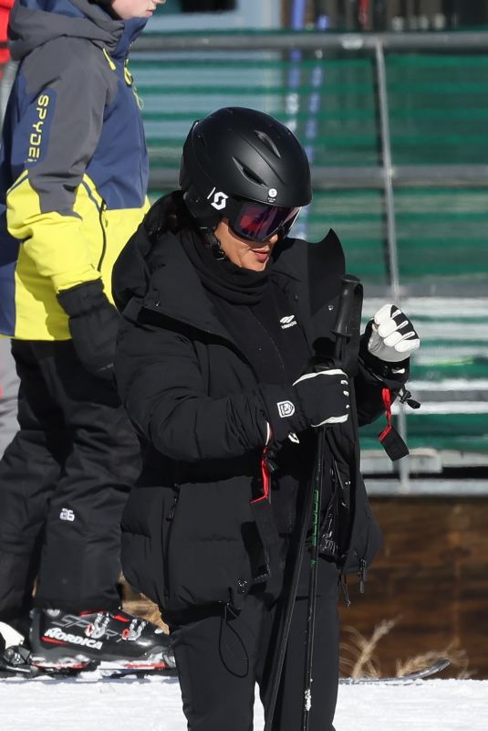SALMA HAYEK Out Skiing with Her Family in Aspen 12/27/2023